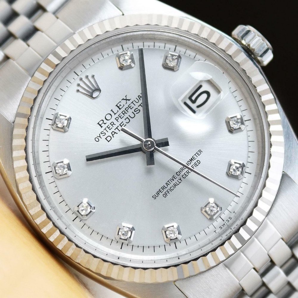Rolex Datejust Men's 36mm Diamond Silver Watch